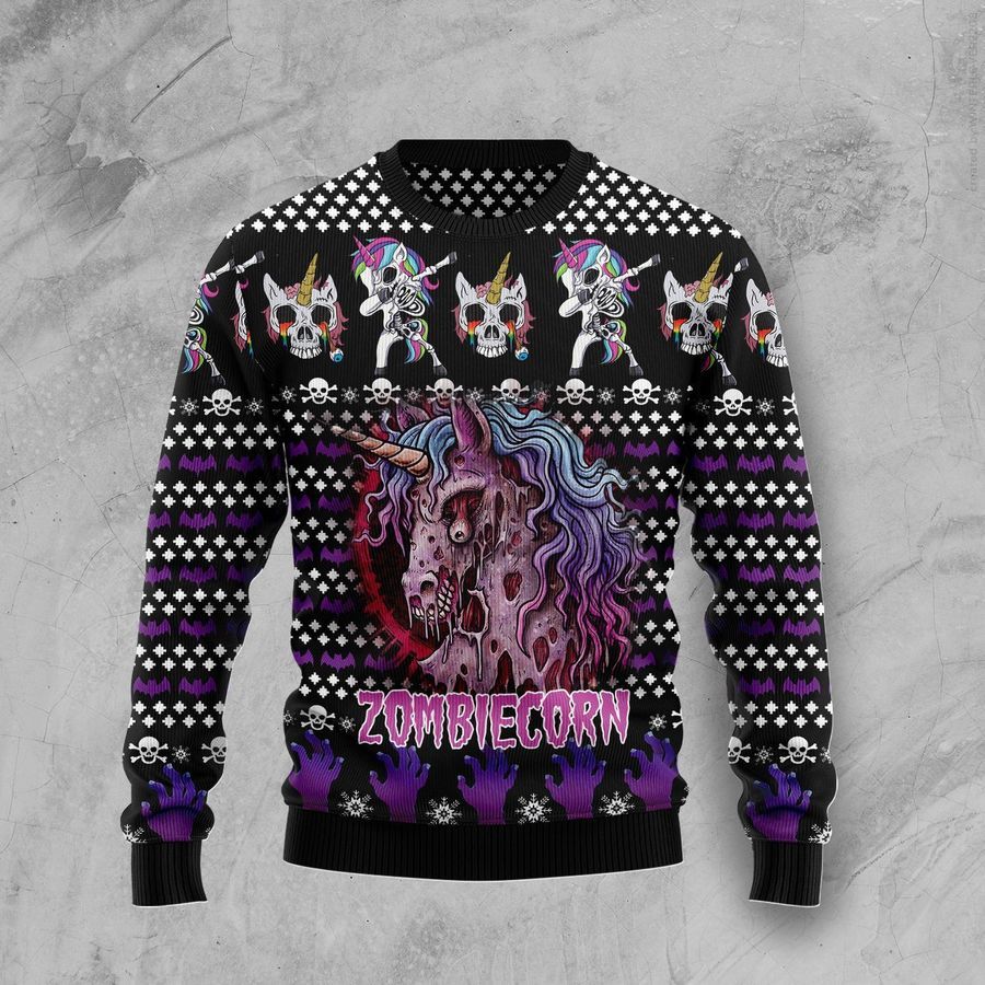 Scary Zombiecorn For Unisex Ugly Christmas Sweater All Over Print