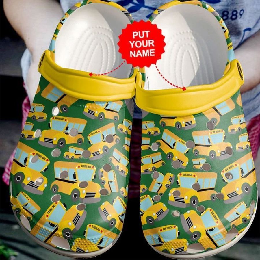 School Crocs - Bus Driver Yellow Pattern Clog Shoes