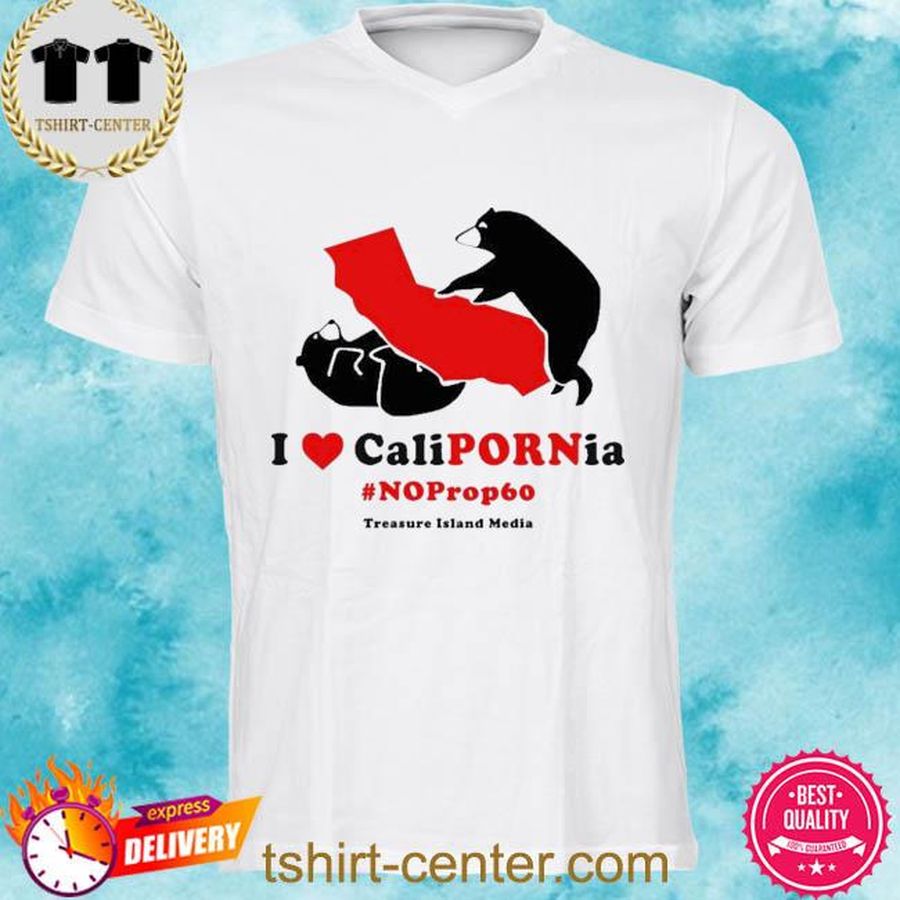 Scott Wiener Wearing I Love Calipornia No Prop 60 Treasure Island Media Shirt