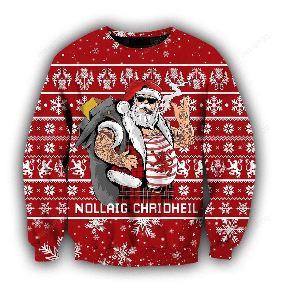 Scottish Gangster Santa Red Ugly Christmas Sweater, All Over Print Sweatshirt, Ugly Sweater, Christmas Sweaters, Hoodie, Sweater