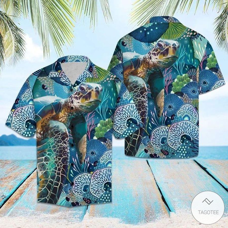 Sea Turtle Aquatic Pattern Hawaiian Shirt