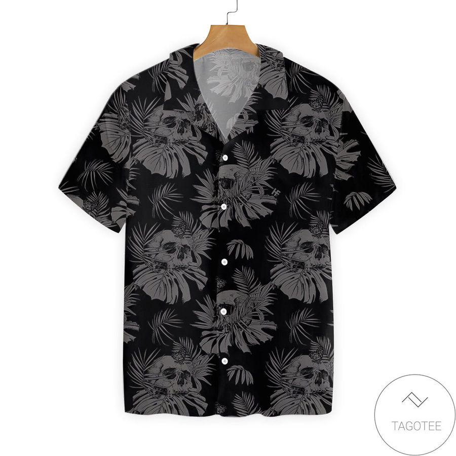 Seamless Gothic Skull With Butterfly Goth Hawaiian Shirt
