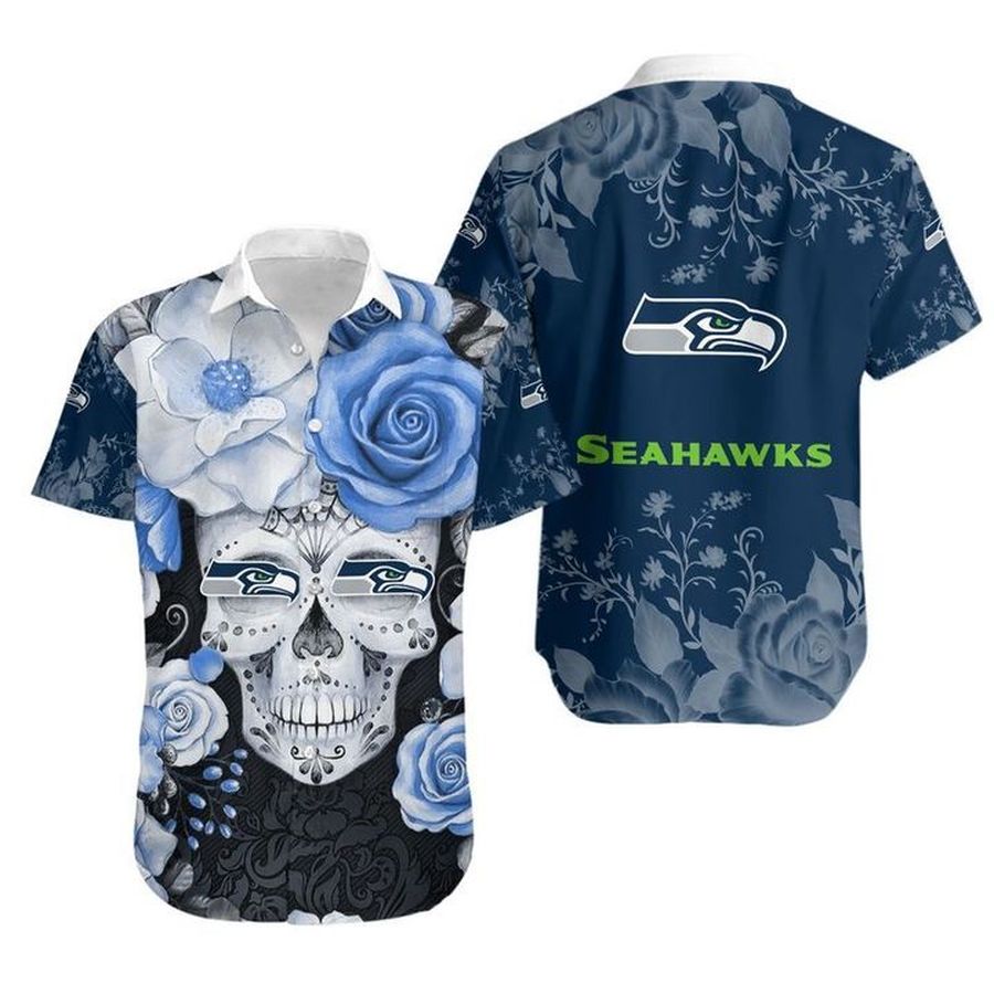 Seattle Seahawks Skull Gift For Fan Hawaiian Graphic Print Short Sleeve Hawaiian Shirt