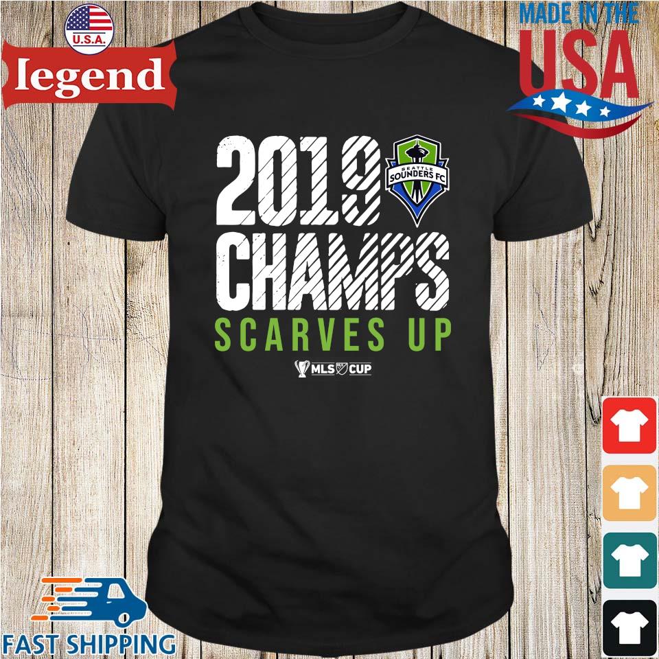 Seattle Sounders FC 2019 champs scarves up shirt
