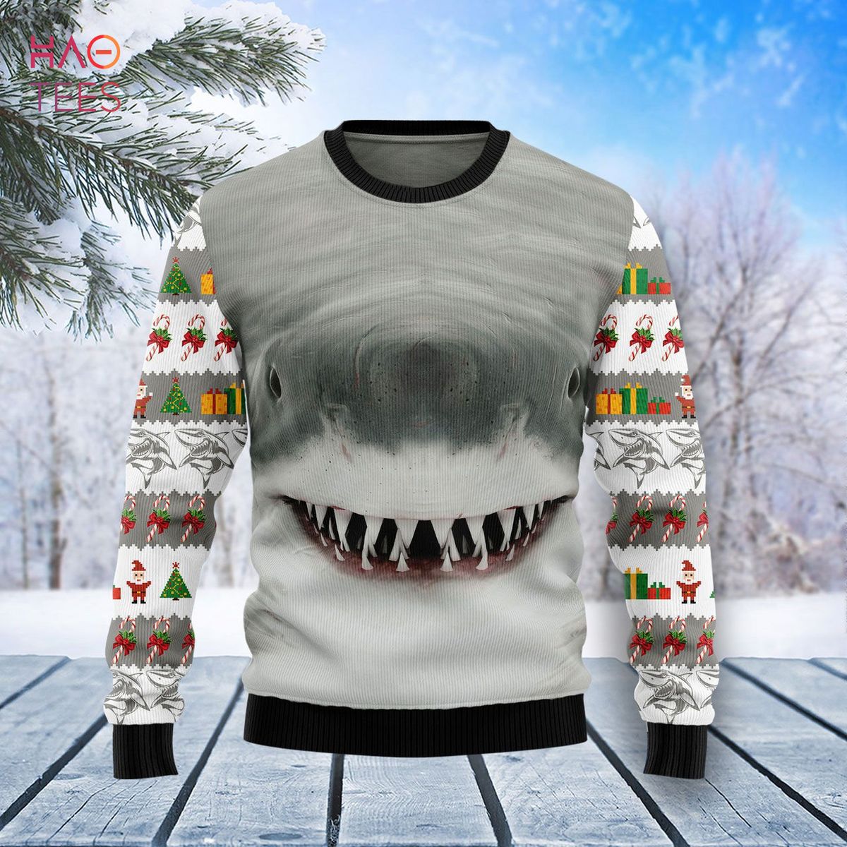 Shark Cute Face Ugly Christmas Sweater