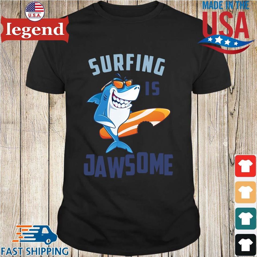 Shark surfing jawsome shirt