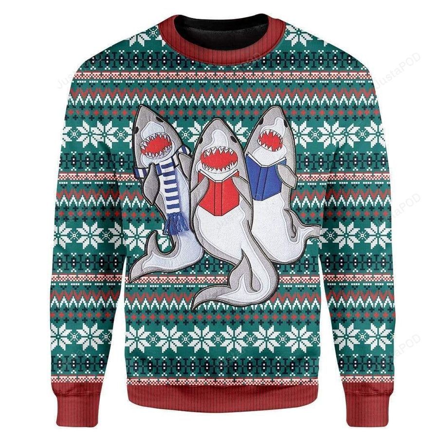 Shark Ugly Christmas Sweater All Over Print Sweatshirt Ugly Sweater