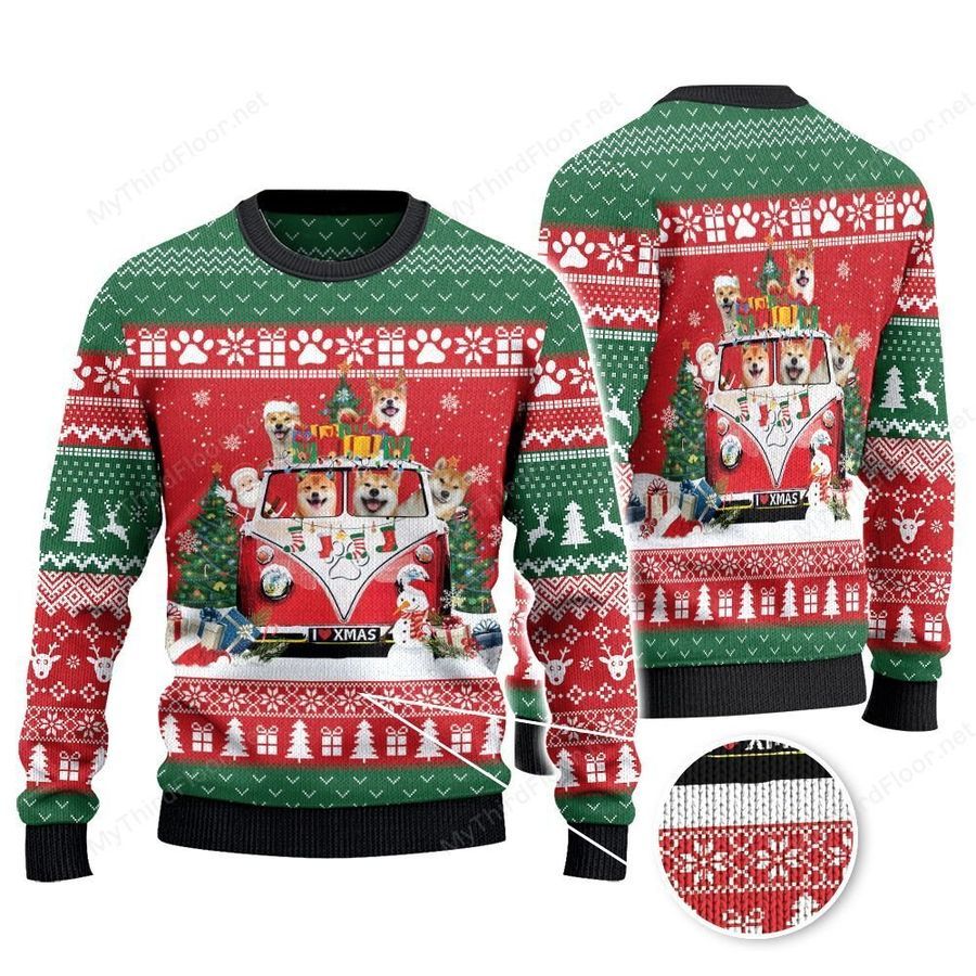 Shiba Inu Dog Lovers Christmas Van Ugly Sweater
