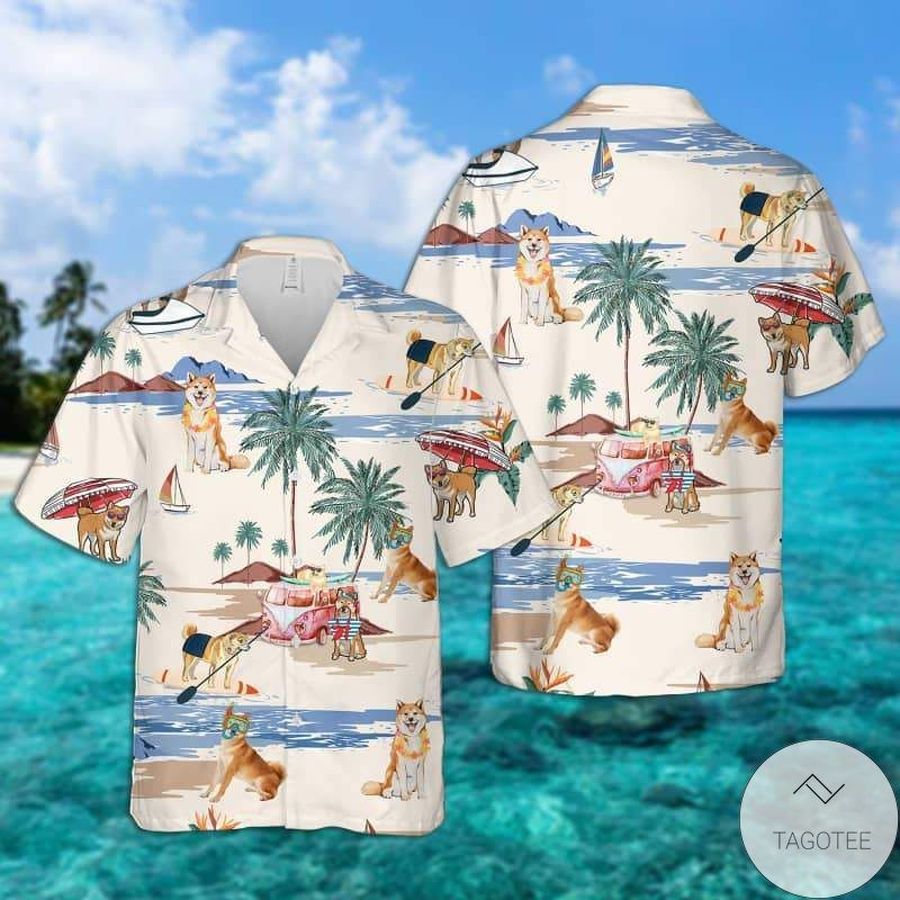 Shiba Inu Summer Beach Hawaiian Shirt