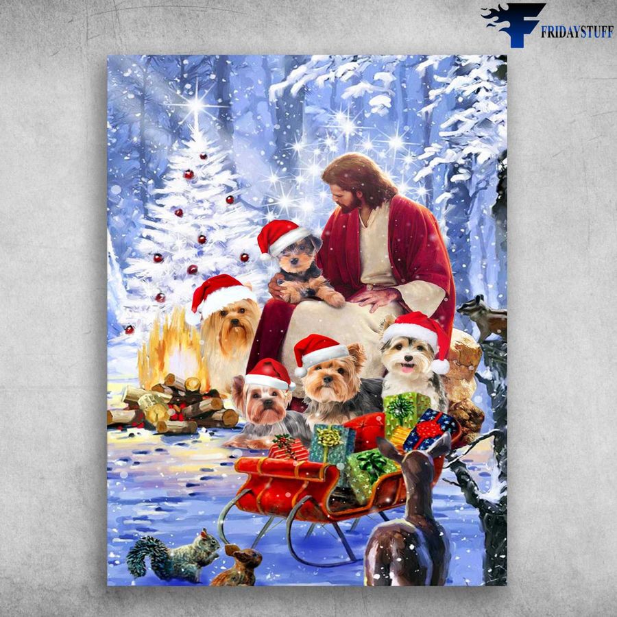 Shih Tzu Lover, Cardinal Bird, Christmas Poster, Jesus Dog Lover Home Decor Poster Canvas