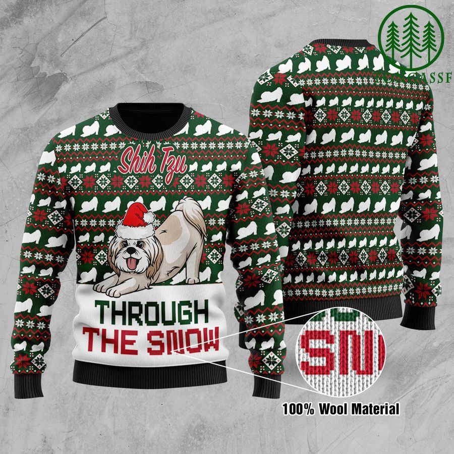 Shih Tzu Through The Snow Christmas Ugly Sweater