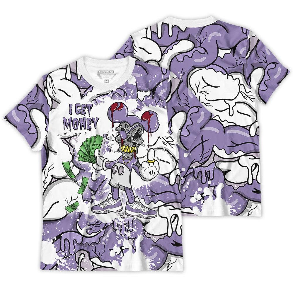 Shirt To Match JD 11 Low Pure Violet - I Get Money Zoombie - Low Pure Violet 11s Matching 3D T-Shirt