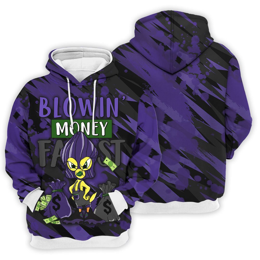 Shirt To Match JD 13 Retro Court Purple - Blowin' Money Fast Tweety - Court Purple 13s Matching 3D Hoodie