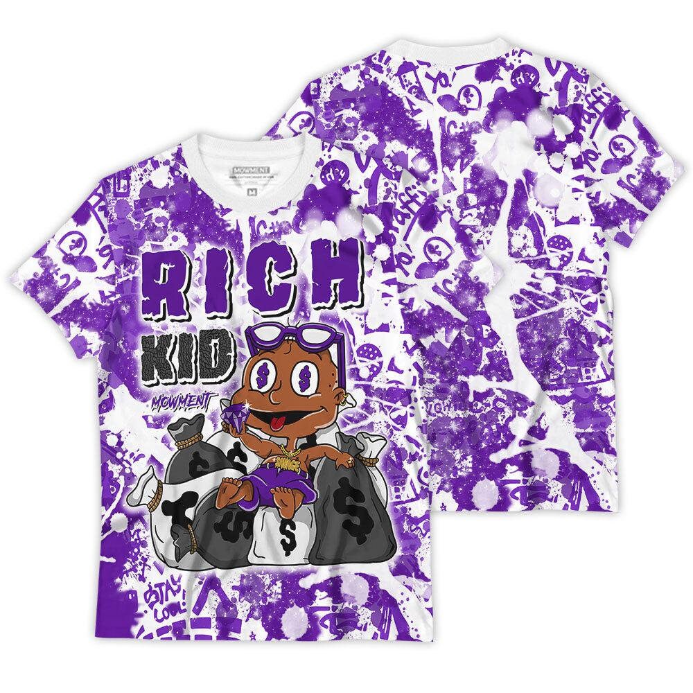 Shirt To Match JD 3 Retro Dark Iris - Rich Kid Tommy Rugrats - Dark Iris 3s Matching 3D T-Shirt