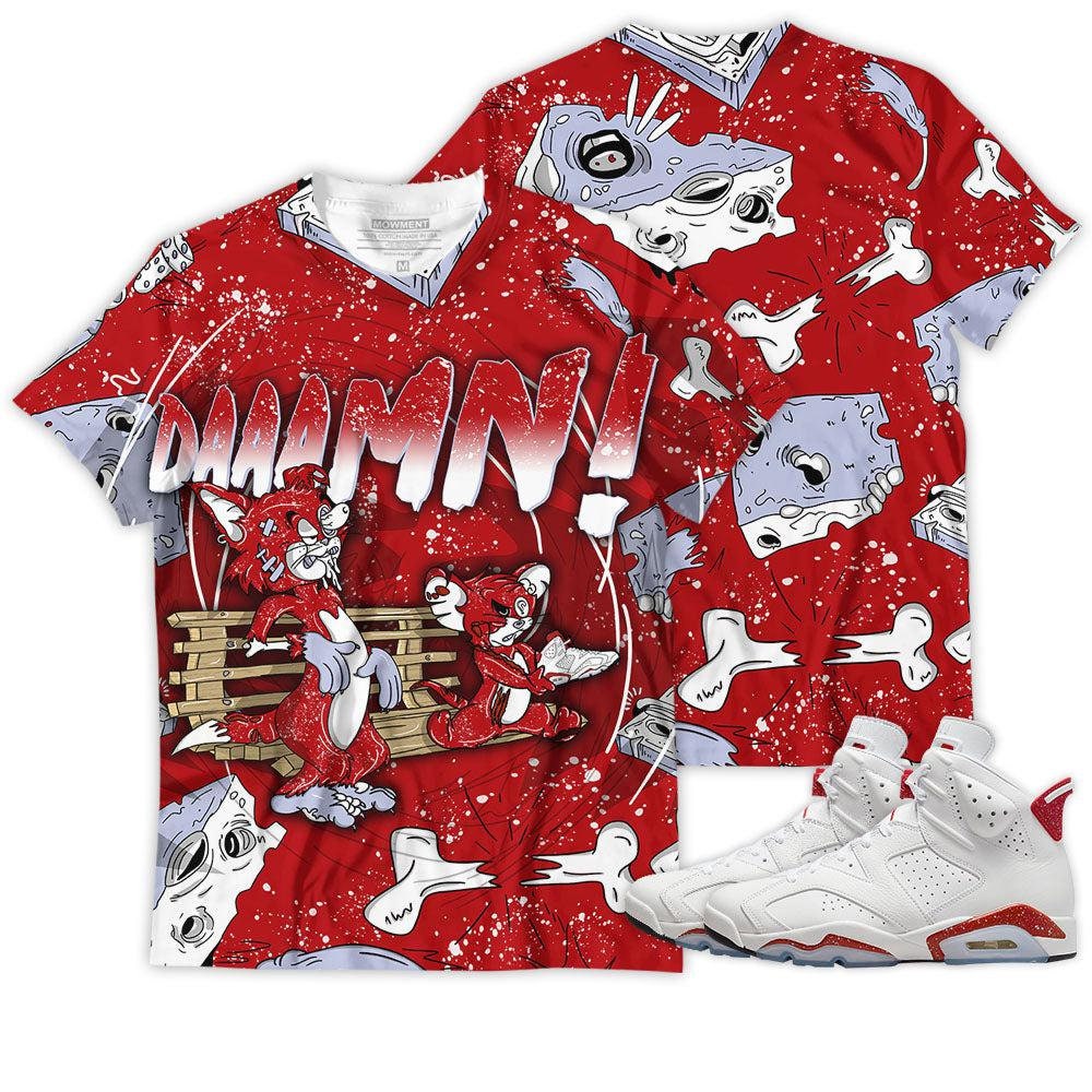 Shirt To Match Jordan 6 Red Oreo - Halloween Cat And Mouse Daamm Shoes - Red Oreo 6s Gifts Unisex Matching 3D T-Shirt