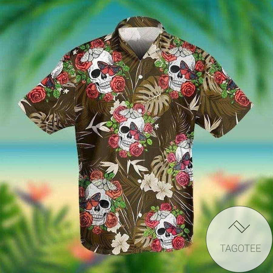 Shop Flowers Skull Summer Vibe Rose Tropical Hawaiian Aloha Shirts Dh