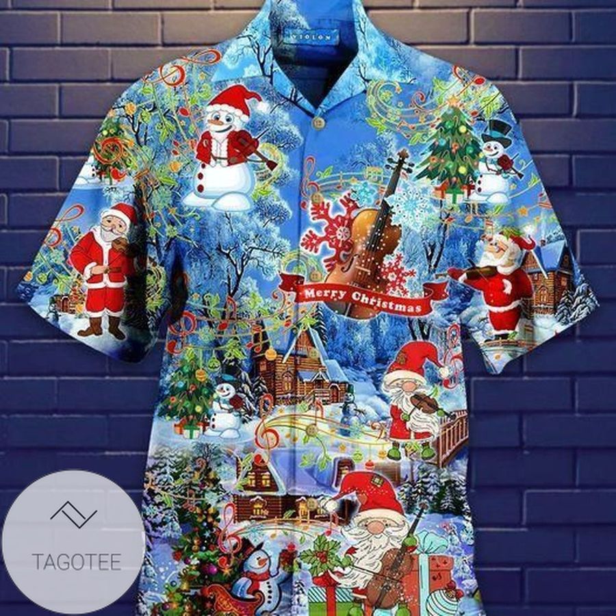 Shop From 1000 Unique Amazing Santa Claus Playing Violin Blue Hawaiian Aloha Shirts