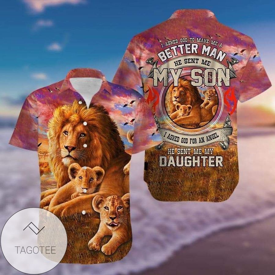 Shop From 1000 Unique I Asked God To Make Me A Better Man Lion Authentic Hawaiian Shirt 2022s