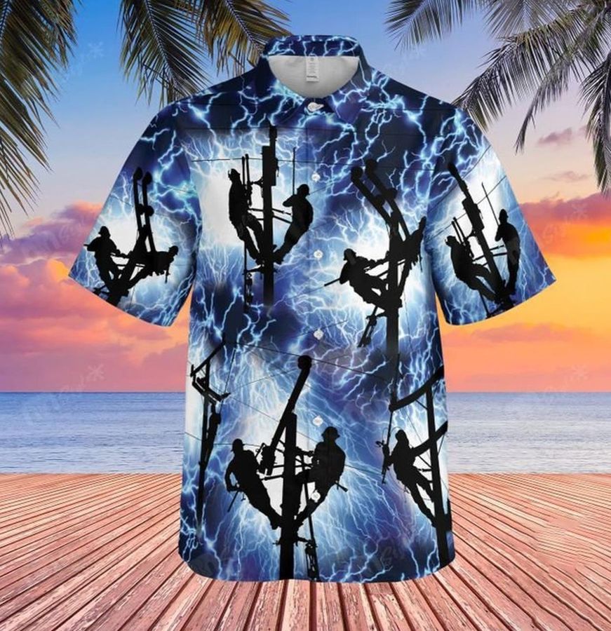 Short Lineman Lightning Hawaiian Shirt
