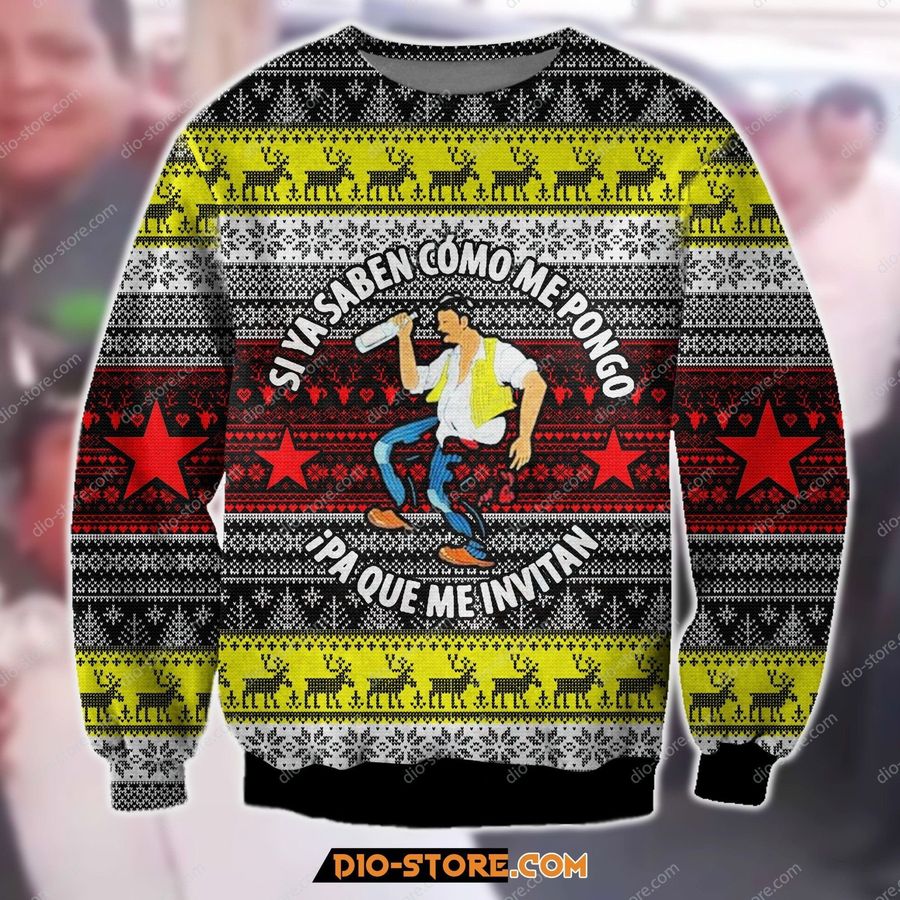 Si Ya Saben Como Me Pongo Paque Me Invitan Stars Pattern For Unisex Ugly Christmas Sweater, Ugly Sweater, Christmas Sweaters