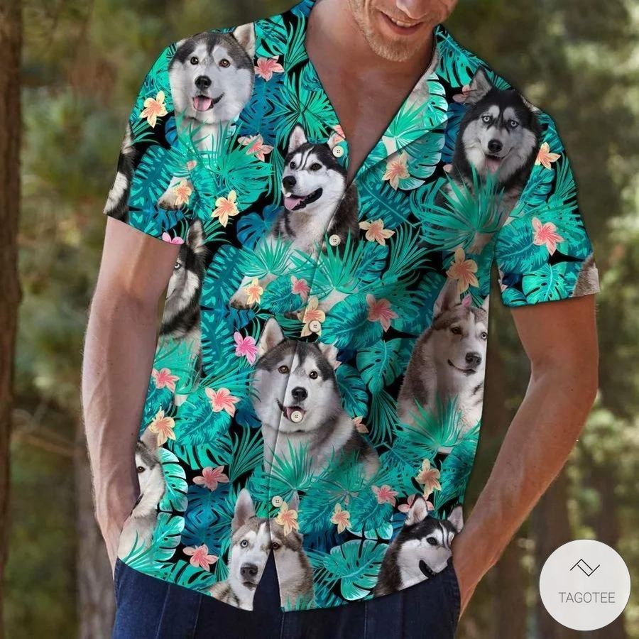 Siberian Husky Tropical Hawaiian Shirt