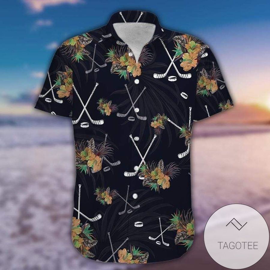 Simple Hockey Tropical Black Aloha Authentic Hawaiian Shirt 2022s 150321h