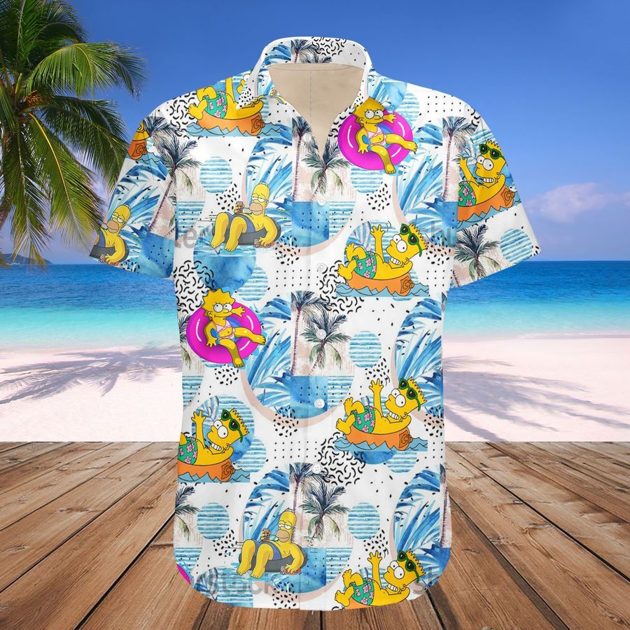 Simpson With Chest Pocket Men's Mid Length Swim Hawaii Shirt
