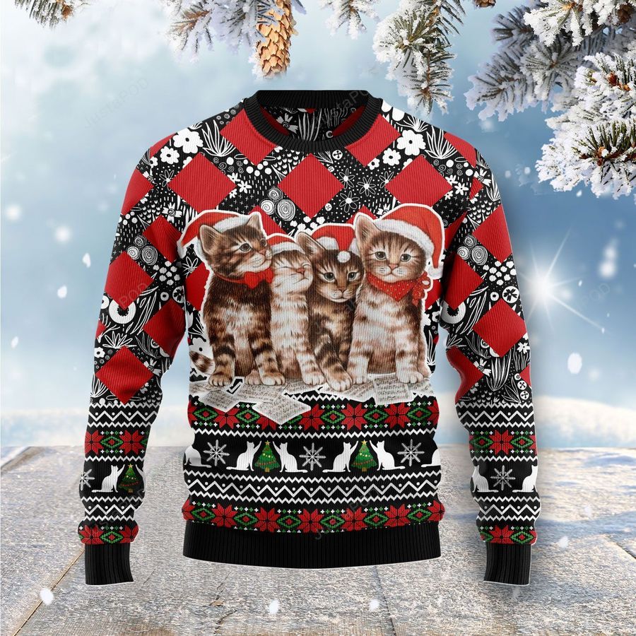 Singing Cats Kitten Ugly Christmas Sweater, Ugly Sweater, Christmas Sweaters, Hoodie, Sweater