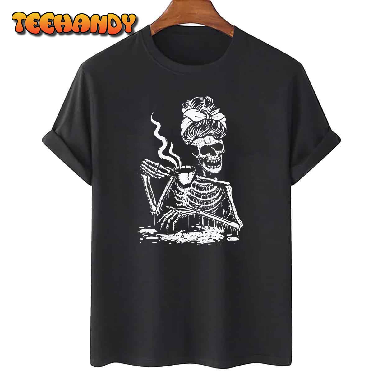 Skeleton Coffee Messy Bun – Front Design Sweatshirt