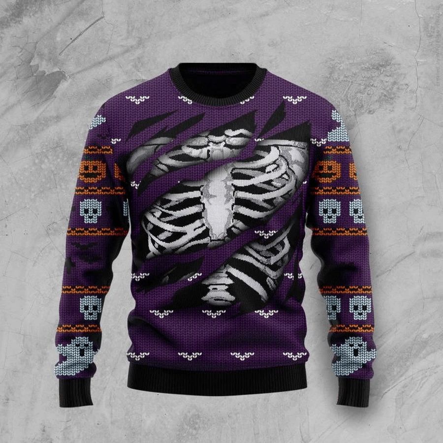 Skeleton Halloween Ugly Christmas Sweater - 1200