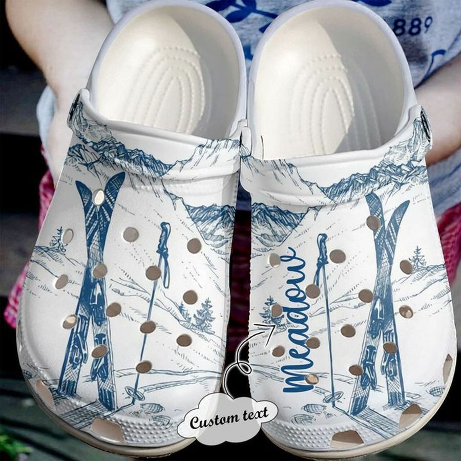 Skiing Personalized Winter Go 102 Gift For Lover Rubber Crocs Crocband Clogs, Comfy Footwear