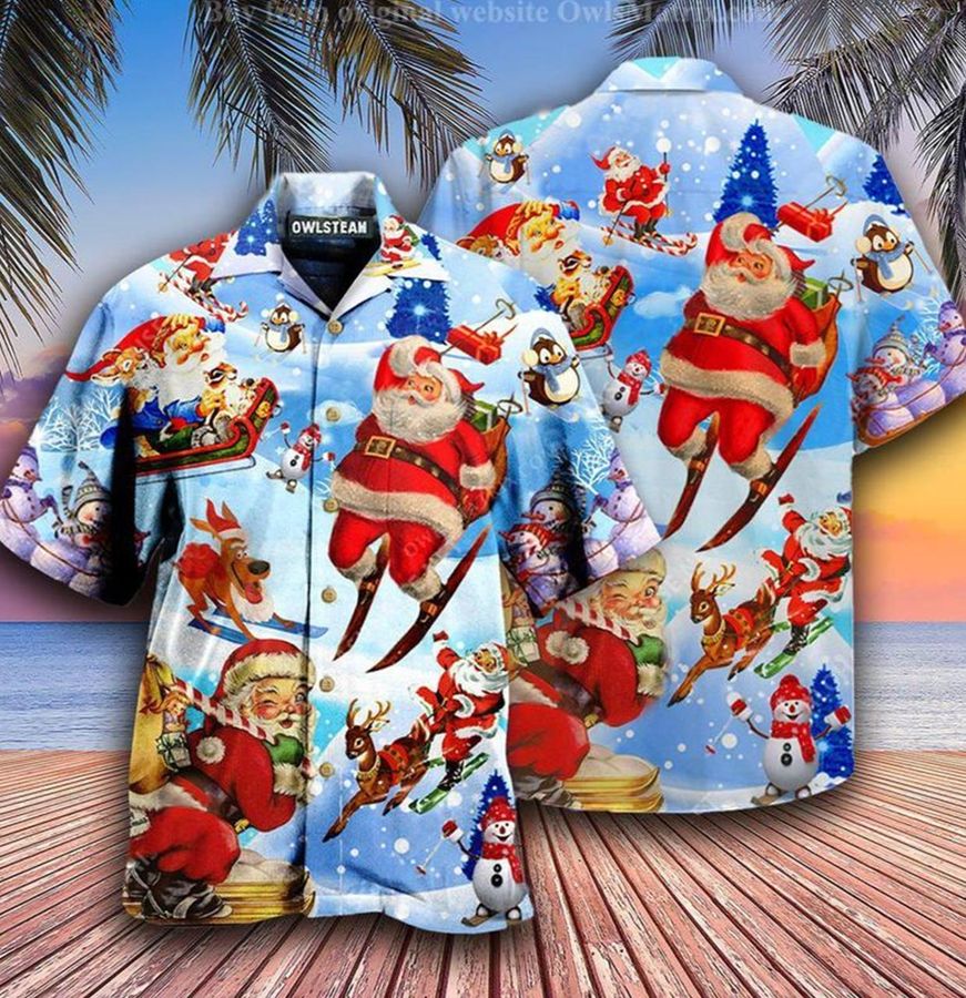 Skiing Santa Claus Unisex Hawaiian Shirt