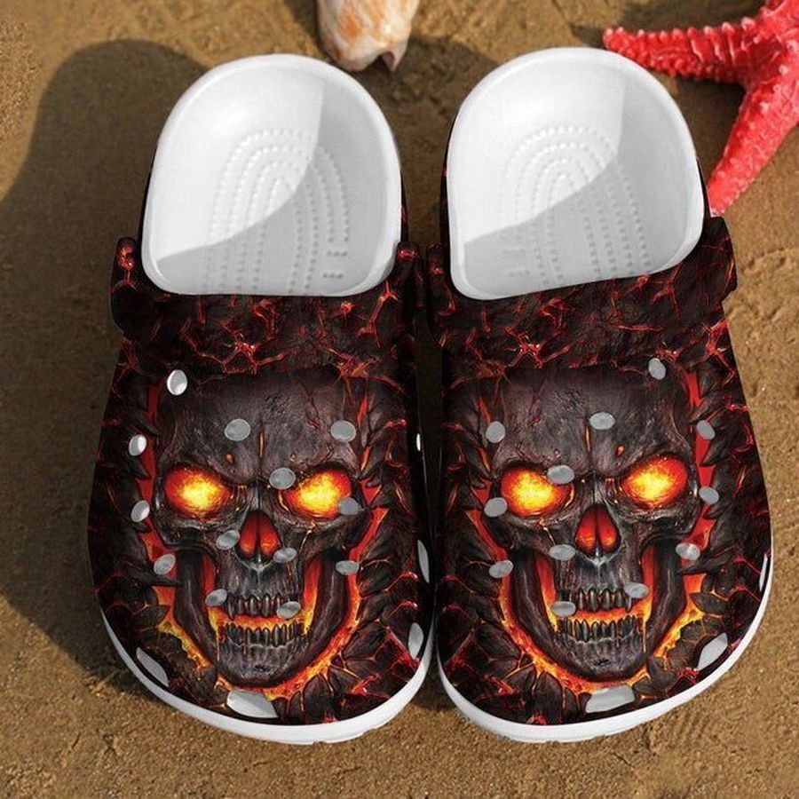 Skull Art Crocs, Skull Crocs Rubber Crocs Crocband Clogs, Comfy Footwear