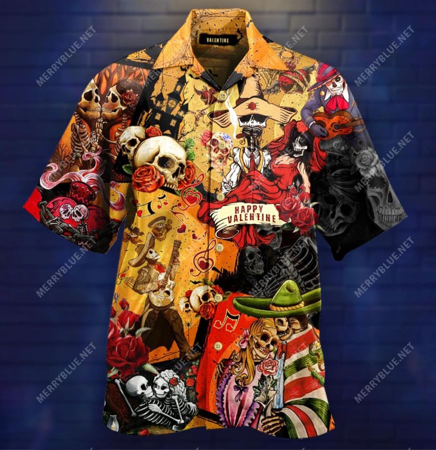 Skull Happy Valentine Day Hawaiian Shirt