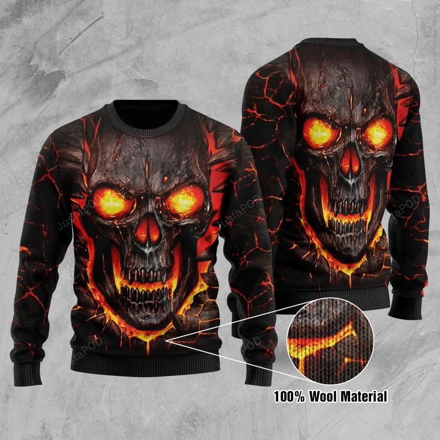 Skull Lava Light Ugly Christmas Sweater All Over Print Sweatshirt