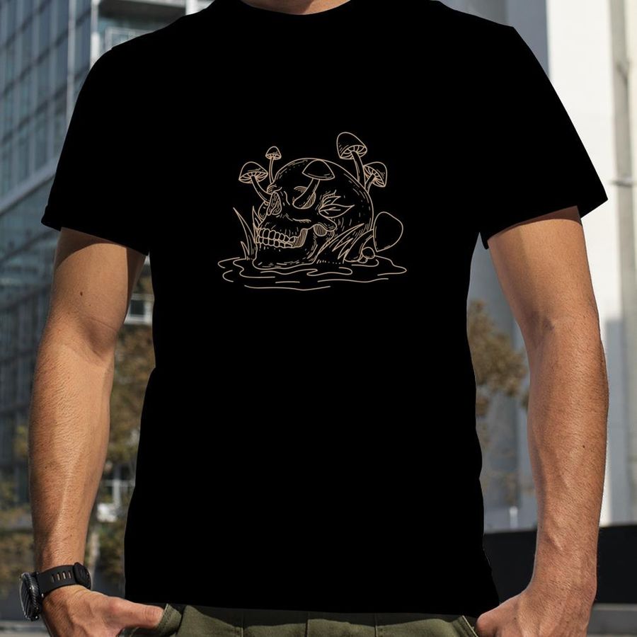 Skull Mushroom Morel Mycologist Goth Mushroom Skeleton T Shirt