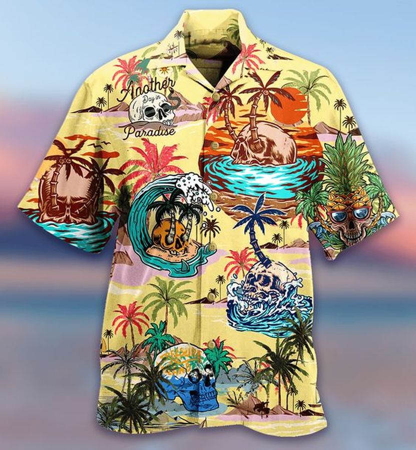 Skull Parasise Love Beach Vintage Hawaiian Aloha Shirt