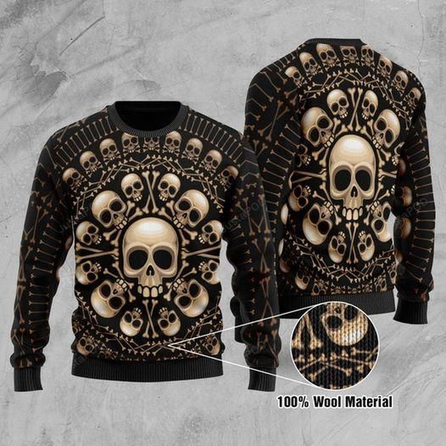 Skull Pattern Ugly Christmas Sweater, All Over Print Sweatshirt, Ugly Sweater, Christmas Sweaters, Hoodie, Sweater