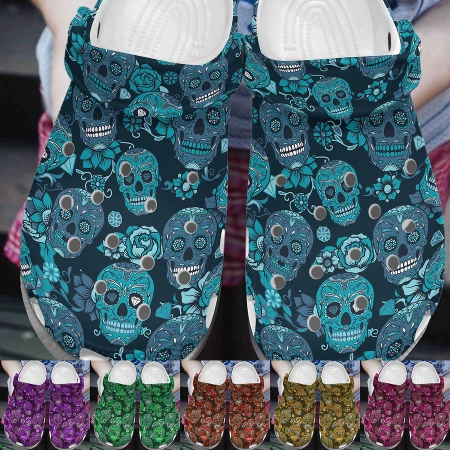 Skull Personalize Clog Custom Crocs Fashionstyle Comfortable For Women Men Kid Print 3D Whitesole Flower Skulls