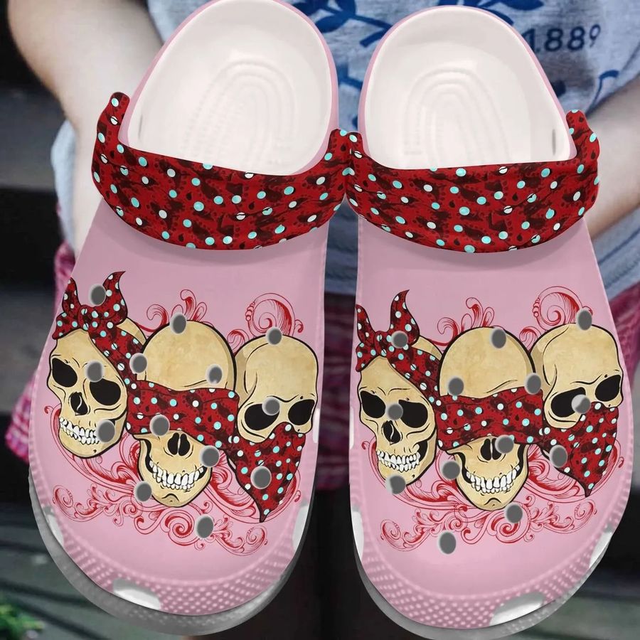 Skull Personalized Clog Custom Crocs Comfortablefashion Style Comfortable For Women Men Kid Print 3D Pink Skulls