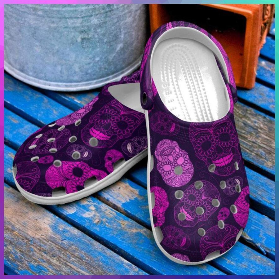 Skull Purple Patterns Crocs Crocband Clog