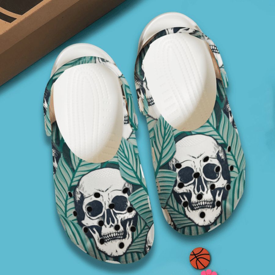 Skull Tropical 102 Gift For  Lover Rubber Crocs Crocband Clogs, Comfy Footwear