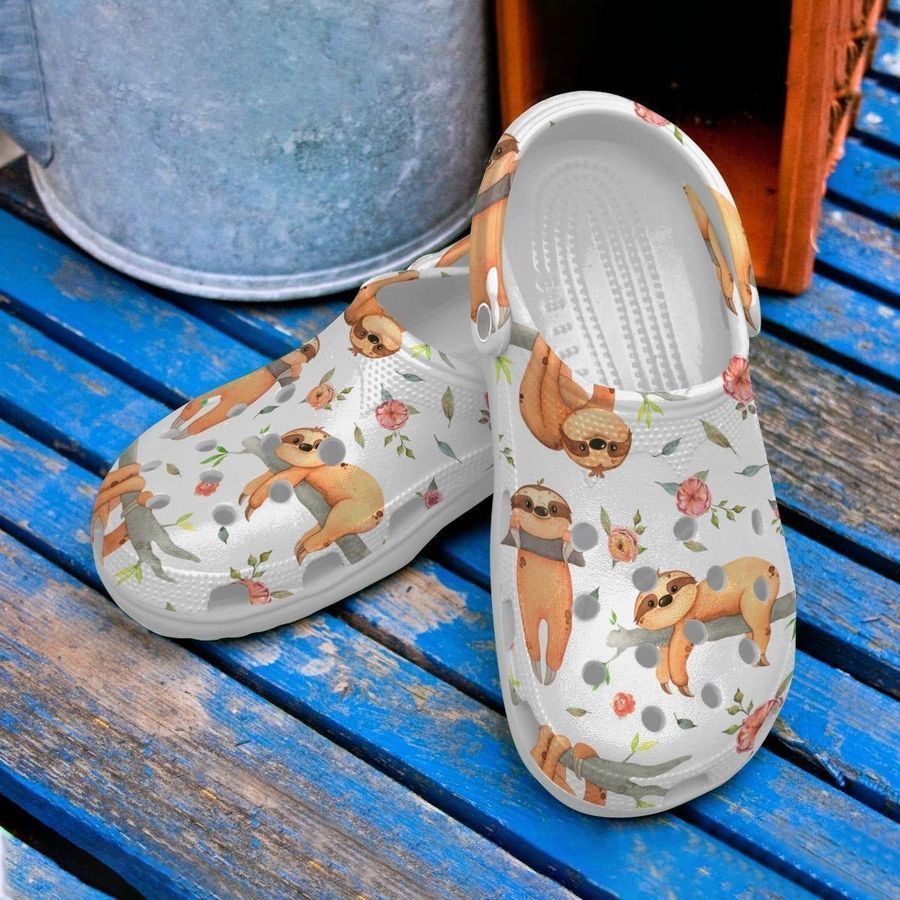 Sloth Cool Rubber Crocs Crocband Clogs, Comfy Footwear