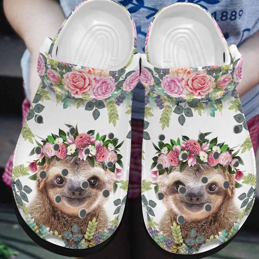 Sloth Personalized Clog Custom Crocs Comfortablefashion Style Comfortable For Women Men Kid Print 3D Flowery