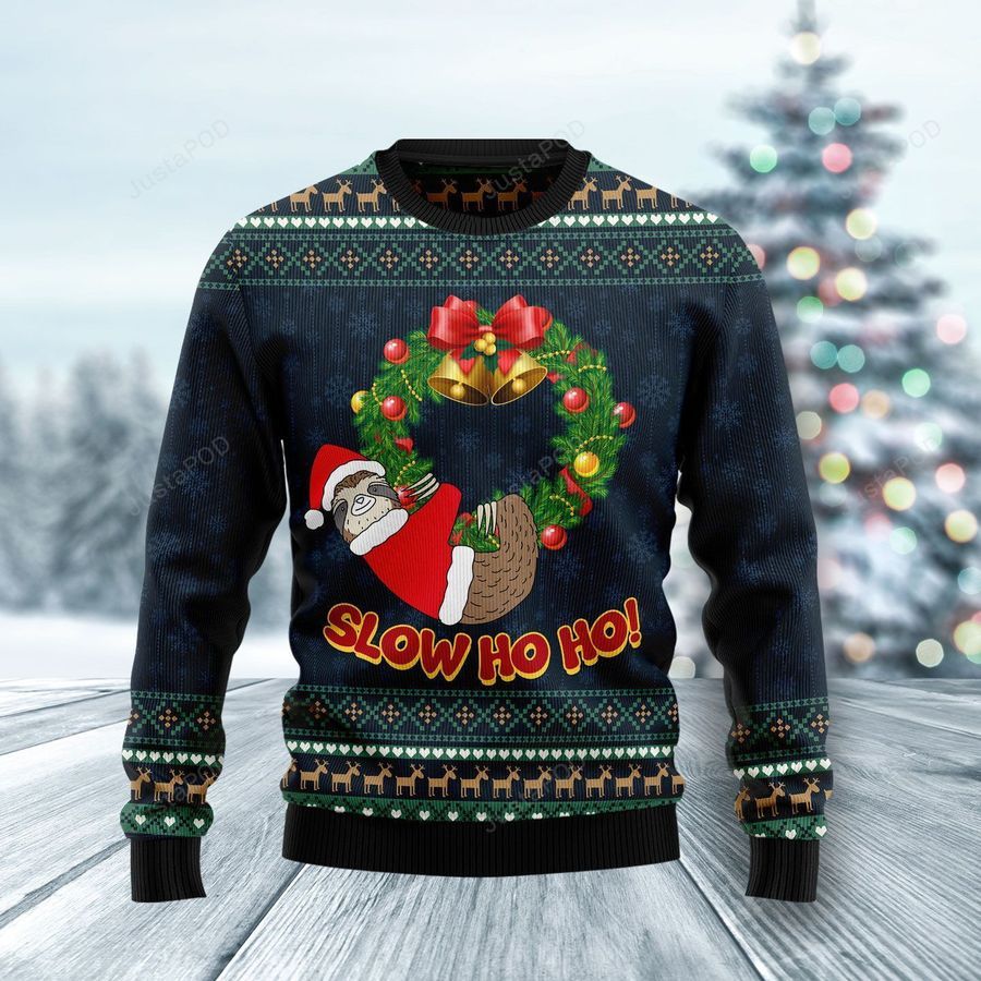 Sloth Slow Ho Ho Ugly Christmas Sweater All Over Print