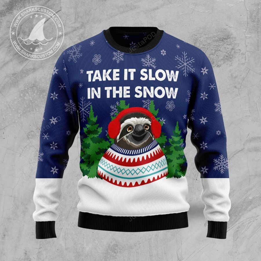 Sloth Take It Slow Ugly Christmas Sweater, Ugly Sweater, Christmas Sweaters, Hoodie, Sweater