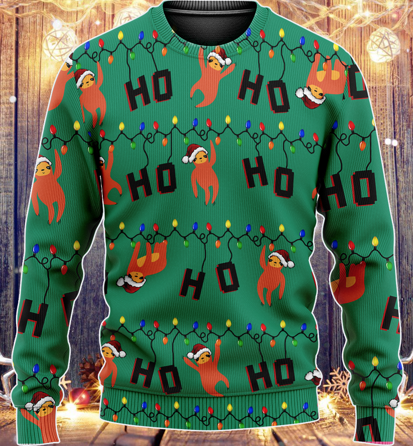 Sloths Ho Ho Ho Christmas Ugly KNITTED Sweater.png