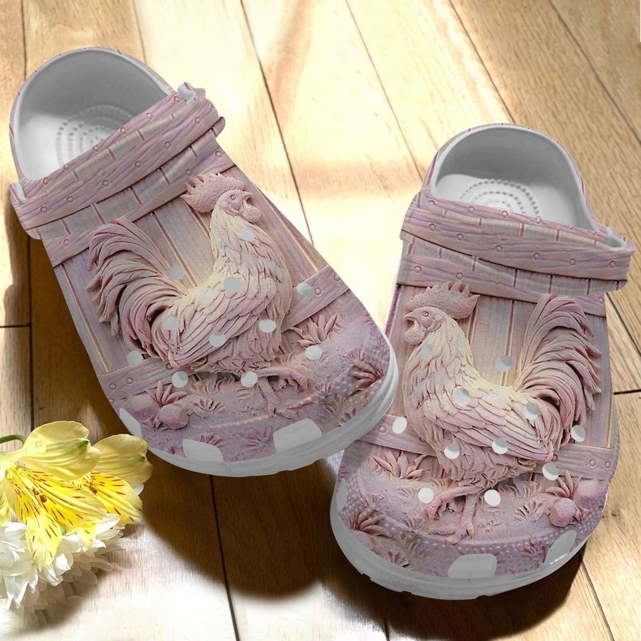 Small Pink Chicken Crocs Clogs Shoes For Mother Day - Pink-Ck6