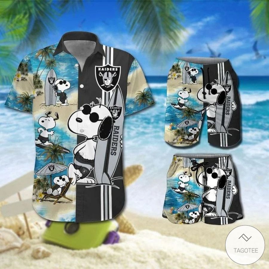 Snoopy And Oakland Raiders Hawaiian Shirts