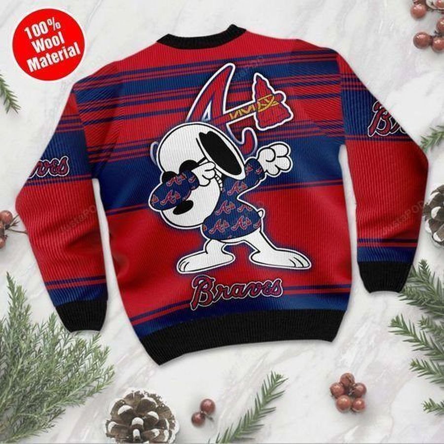 Snoopy Atlanta Braves Ugly Christmas Sweater All Over Print Sweatshirt